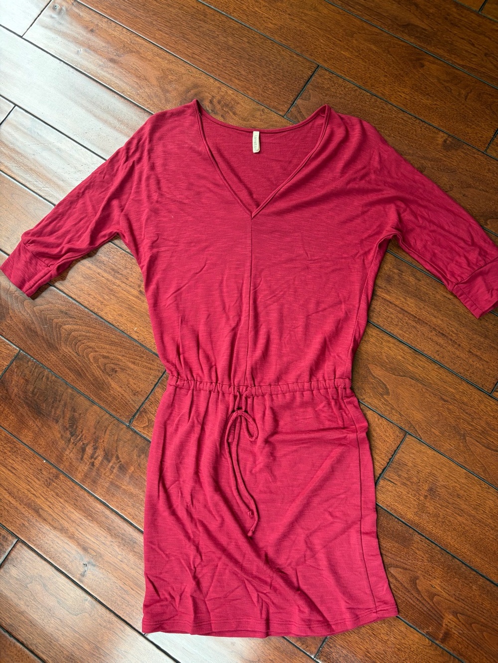 Womenβs Lanston V-Neck Drawstring Waist mini Dress - Red